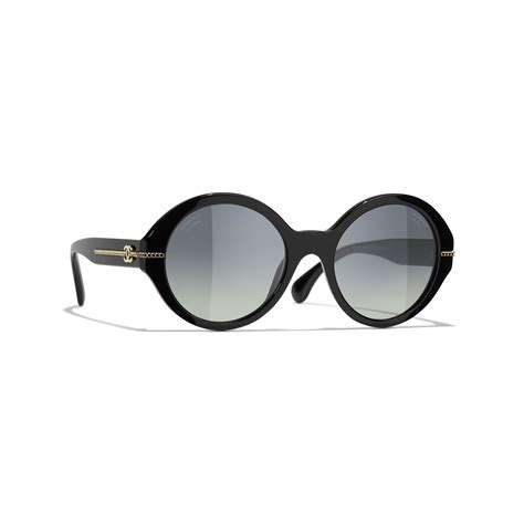 chanel sunglasses round chain|Chanel black round sunglasses.